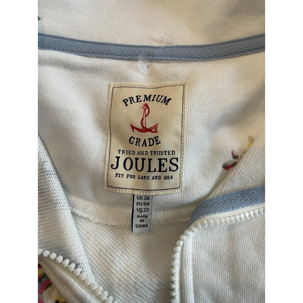 Joules Floral Quarter Zip Pullover Sweatshirt Women's US 22 UK 26 Coastal - Picture 3 of 10